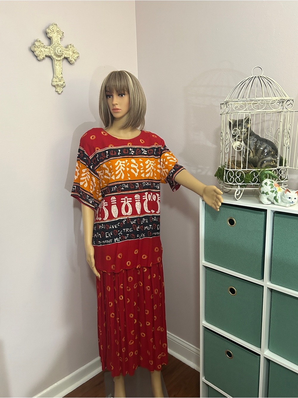 Vintage Carole Little Blouse & Skirt Set, Boho, Career/Casual, Size 6, Made USA